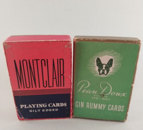 2 Decks of Playing Cards Gin Rummy Bridge Gilt Edged Cards Vintage 3½" x 2½"