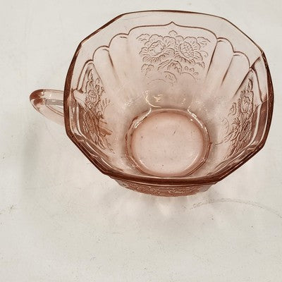 Anchor Hocking Mayfair Pink Depression Glass Mug Open Rose Floral Cup