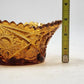 LE Smith Amber Glass Candy Nut Dish 6" Starburst Pattern Sawtooth Rim