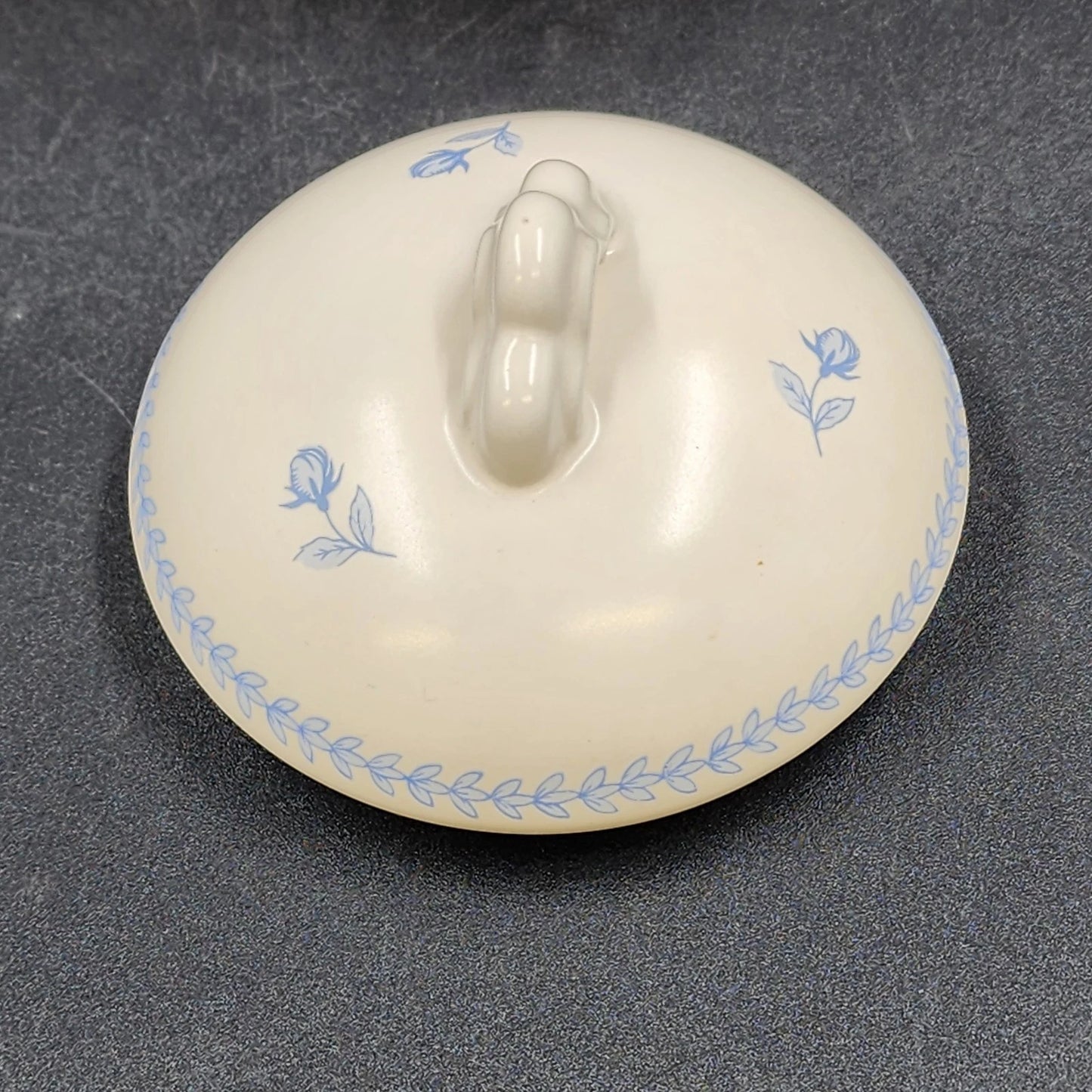 Somerset Garden Lidded Urn Bowl Crowning Touch Twin Handles 6" Blue Floral