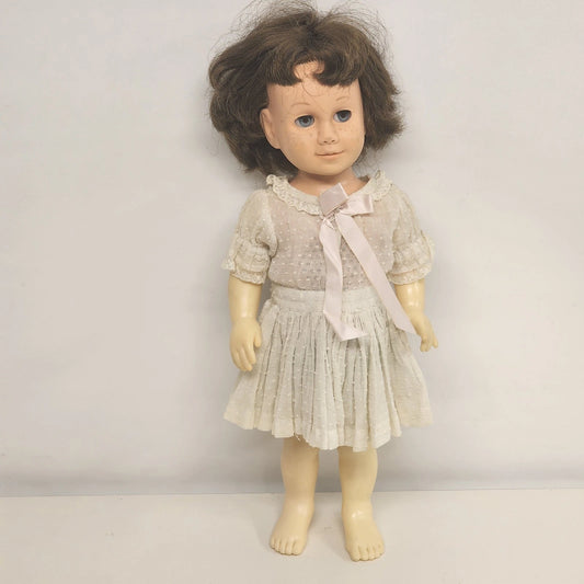 Chatty Cathy Doll White House Dress Brown Hair Blue Eyes Mattel 1960 Collector