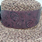 Purple Woven Straw Sun Hat Bow with Black Rose Grosgrain Floral Flower Band 15"
