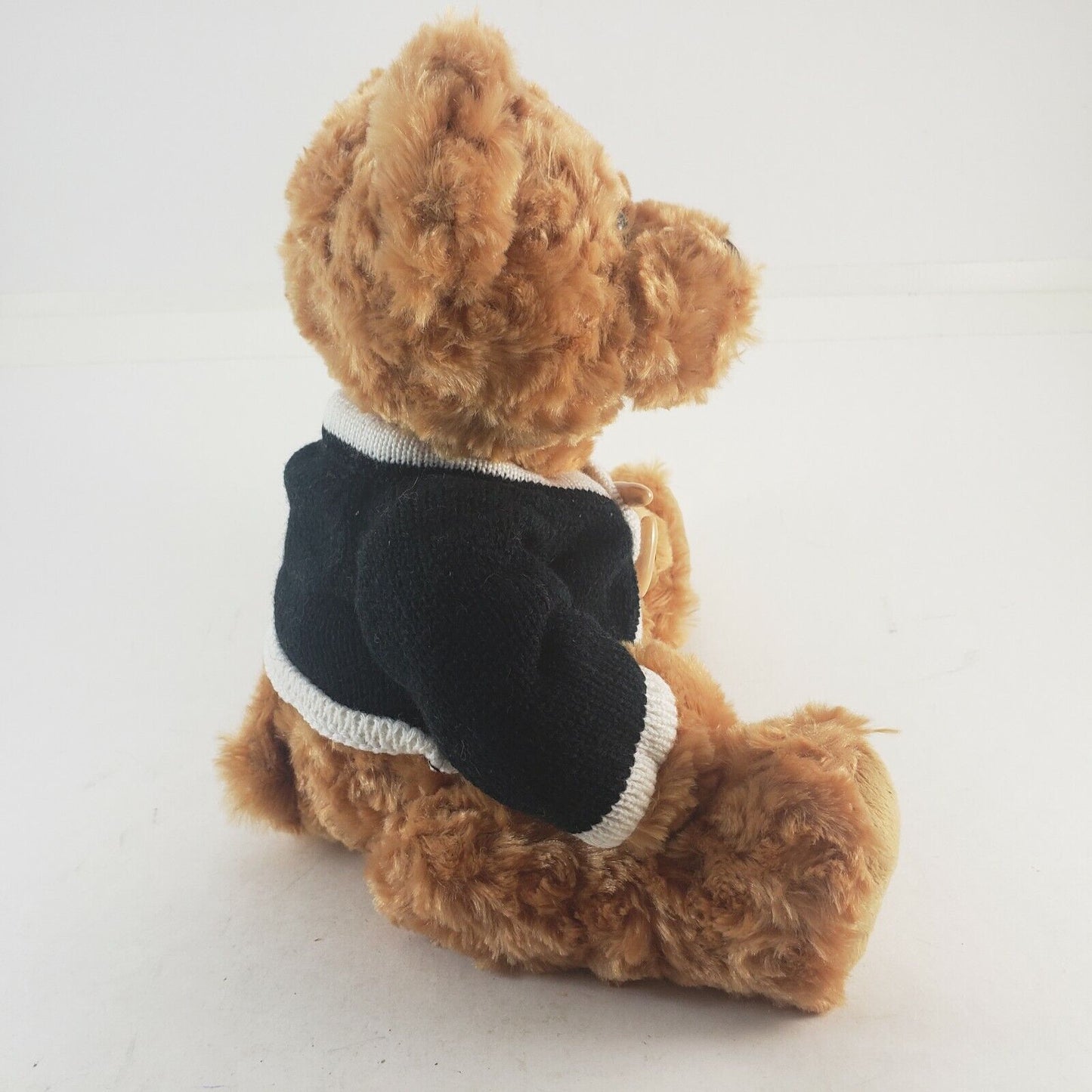Holiday Home Brown Bear Plush Wearing Black Sweater 14" Long Stuffed Animal