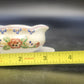 Porcelain Sauce Gravy Bowl with Underplate 3" Hand Painted Floral Rust Rim Japan