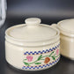 3 Trendition Hearts Delight Simmer Pots Ceramic Country Heart w Lids Crazed Vtg