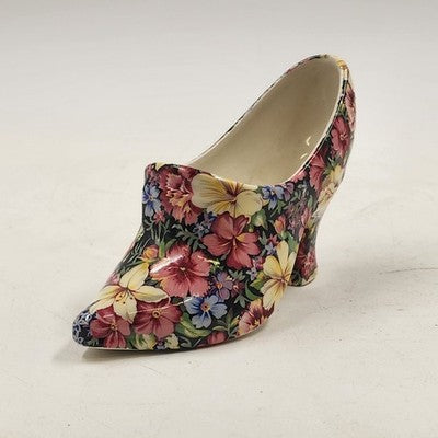 Royal Winton Porcelain Shoe Figurine 6" Grimwades Florence Floral England 1995