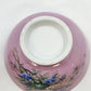 Pink Porcelain Footed Bowl Birds Nest Blue Flowers Gold Trim 6.25" Kitchen