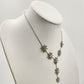 Silver Tone Chain Rhinestone Starburst Flower Pendant 10" Long Necklace Lobster