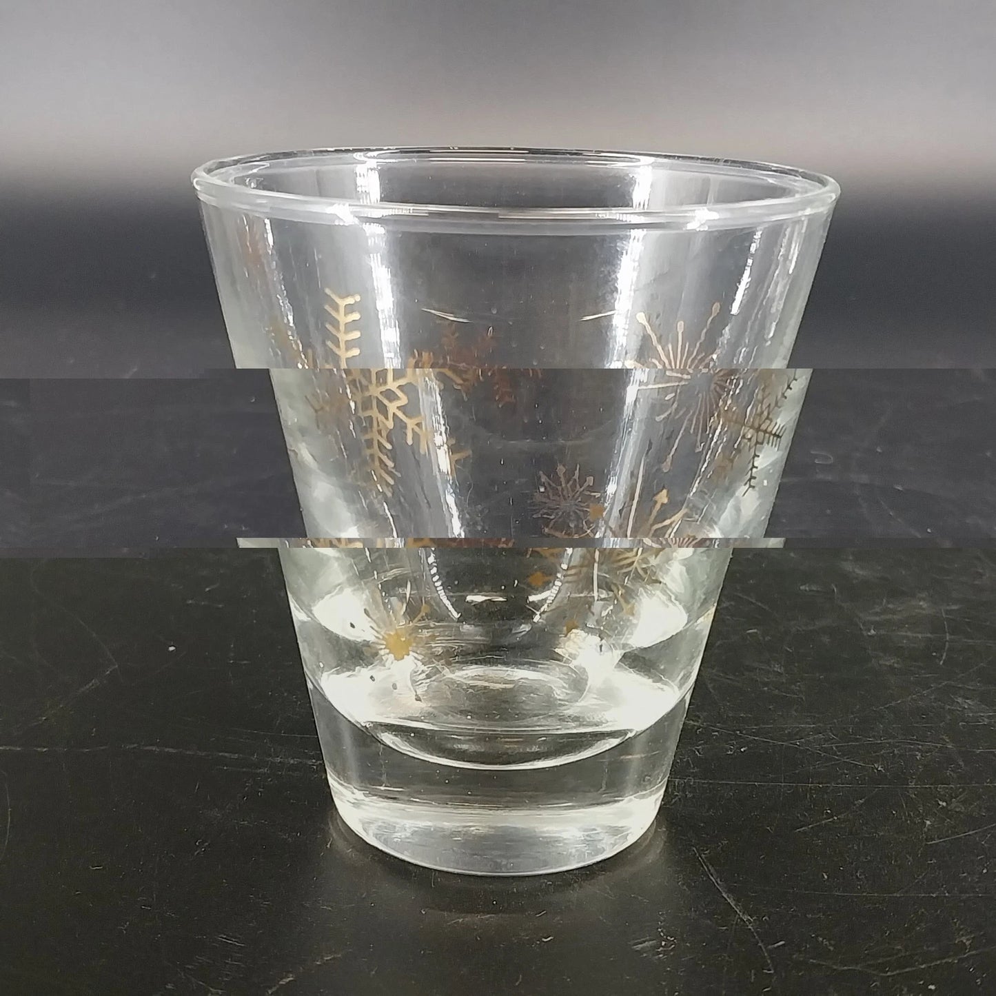 Vintage Libbey Granada Shot Glass Set Atomic Gold Starburst MCM