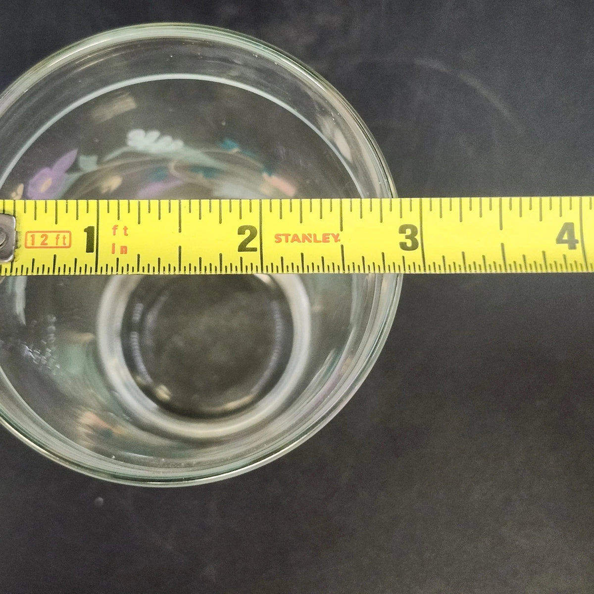 Pfaltzgraff April Floral Highball Tumbler 6.25" Clear Glass Pastel Flowers Vtg