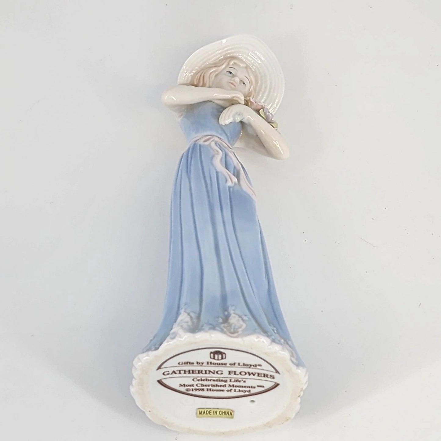 Porcelain Figurine Girl 8" Gifts by House of Lloyd Gathering Flowers Vtg 1998