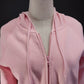 Falls Creek Women's Small Pink Hooded Zip-Up Knit Jacket 100% Cotton Lightweight