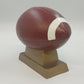 Ceramic Football Coin Bank Textured Sport Piggy Bank Brown on Pedestal Base 9.5"