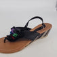 Glamour Original Wedge Sandals Women Size 8 Black Floral Platform