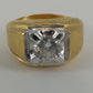 LIND Solitaire Ring 14K HGE CZ Gold Tone Men's Size 9 Statement Ring Vintage