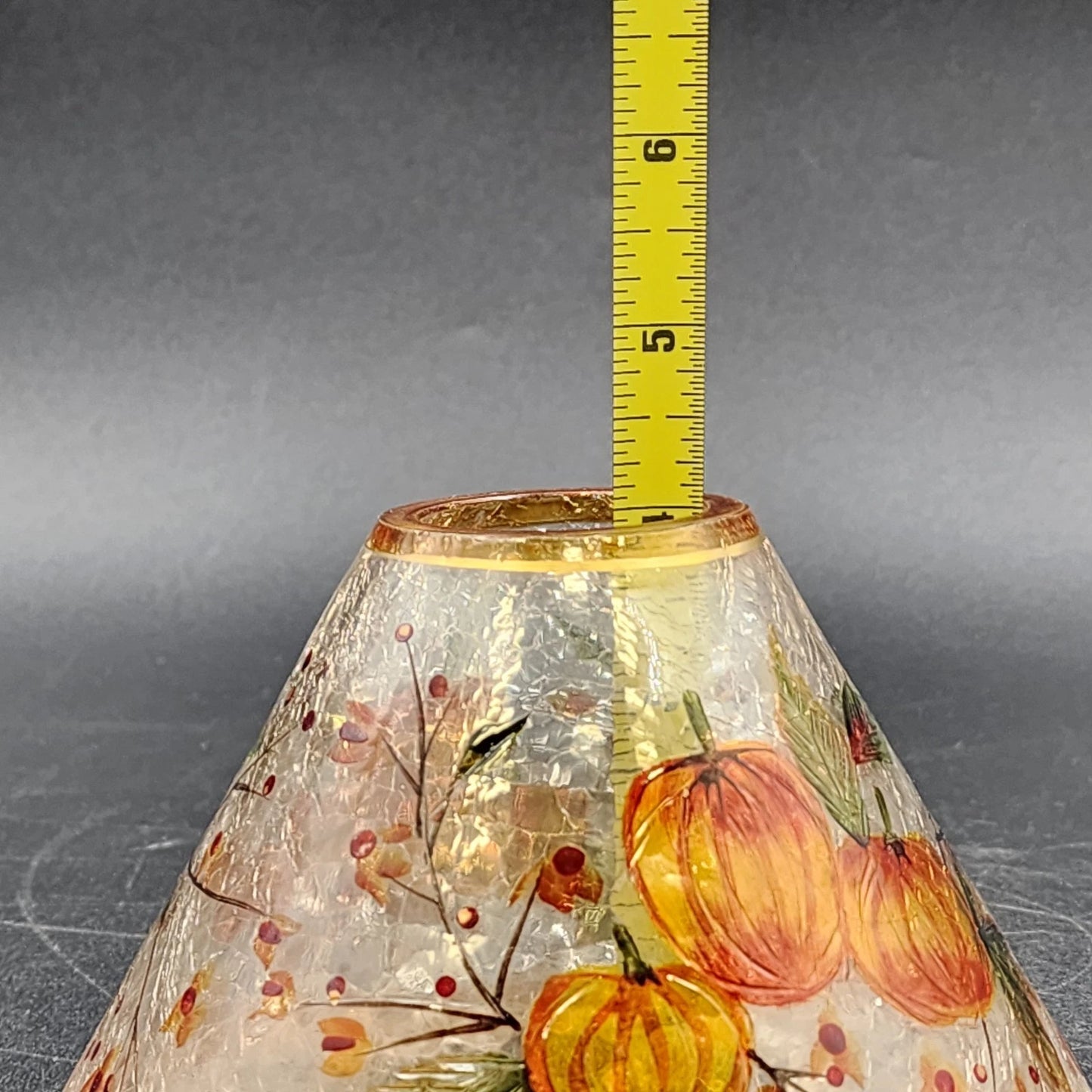 Yankee Candle Large Jar Shade Crackle Glass Pumpkin & Autumn Leaves Fall Holiday