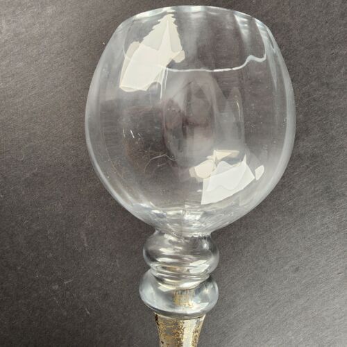 Clear Goblet Candle Holder 12 Inch Gold Stem Ribbed Glass