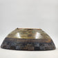 Ochre Green Glazed Pottery Bowl Basket Weave Outer Design Ceramic Lusterware 12"