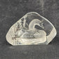Etched Swan Paperweight Lead Crystal Glass Mats Jonasson Sweden Signed