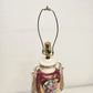 Italian Porcelain Table Lamp Urn on Pedestal Style White Bell Shaped Shade Vtg