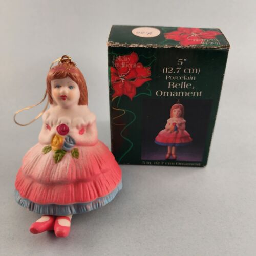 Young Girl Porcelain Bell Christmas Ornaments with Hanging Leg Chimes