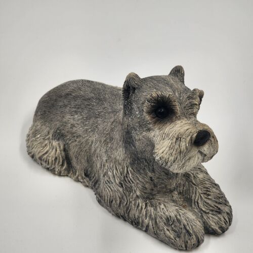 Sandicast Sandstone Schnauzer Dog 9" Vintage Sculpture Signed Sandra Brue 1981