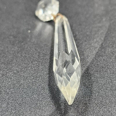 4 Icicle Spear Crystal Glass Vintage Prisms 2.9" w Octagon Accent Wire Connector
