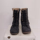 Lauren Conrad Reese Black Faux Fur Combat Boots Womens Size 8