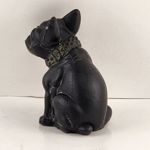 Westmoreland Black Amethyst French Bulldog Dog Figurine Crystal Eyes Vintage 2.5