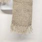 Hand Woven Beige Wool Scarf Knotted Fringe 48x7 Vintage
