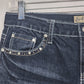 Earl Jean Women's Denim Jeans Dark Blue Bedazzled Rhinestone Pockets Inseam 31"