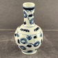 Chinese Porcelain Bud Vase Blue White Round 3" Across x 5.75" Tall Vintage