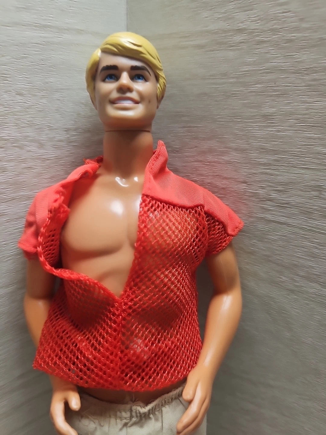 Ken Doll 1968 Mattel Blonde Painted Hair Red Shirt Vintage