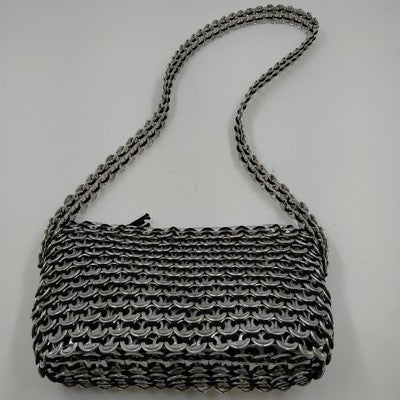 Unique Clutch Purse Shoulder Bag Pop-Top Aluminum Can Tabs Silver Zipper Bag 8"
