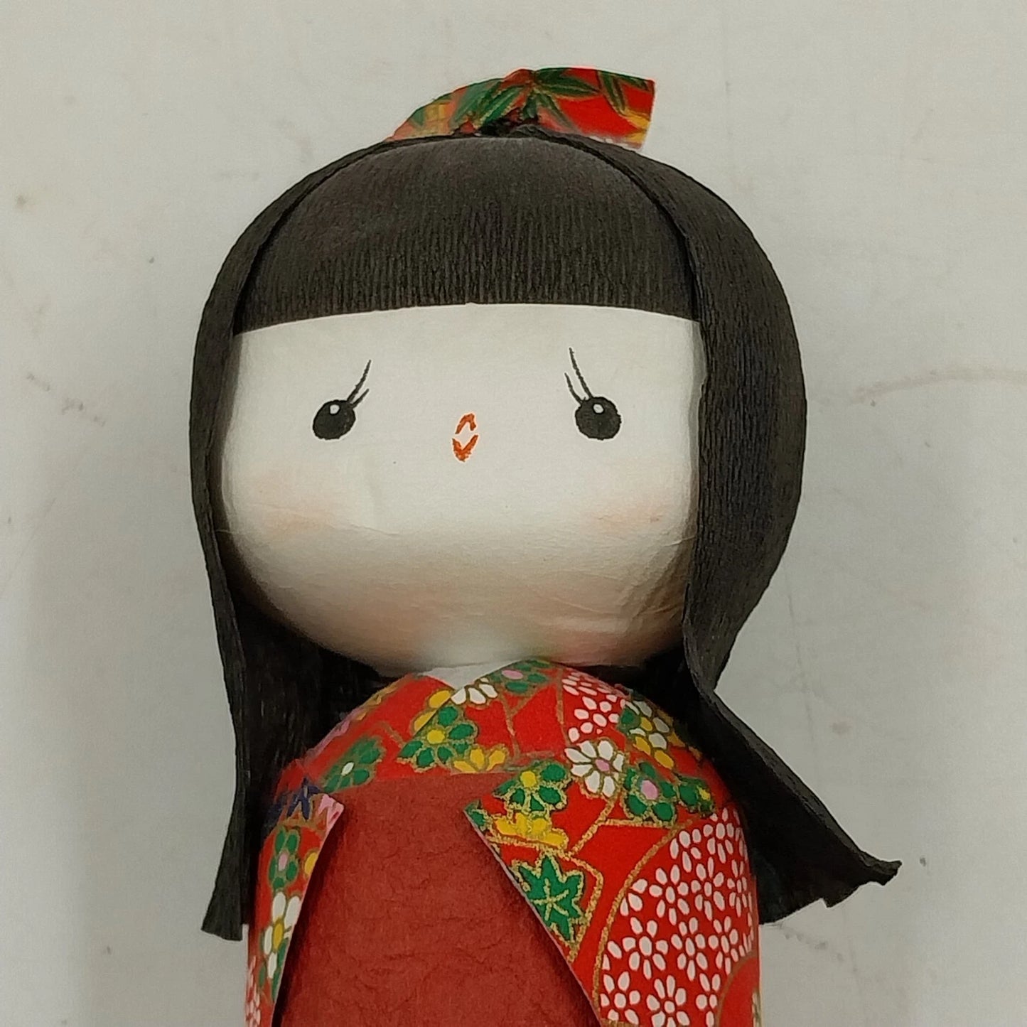 Kokeshi Style Asian Paper Doll Noise Maker Ball Colorful Crepe Paper Kimono