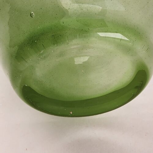 Large Green Hurricane Blown Glass Vase Bowl Candle Holder 7¼" Diameter x 10"