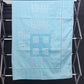 Blue & White Tablecloth Gingham Checked with Cross Stitch Embroidery Square 44"