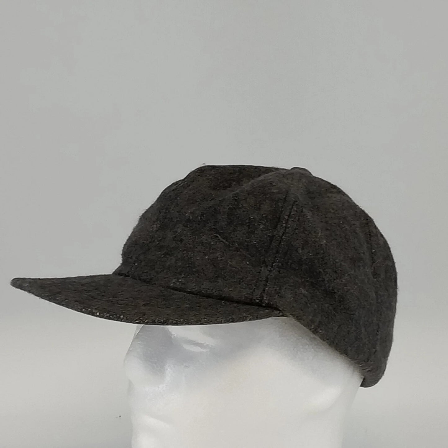 Wool Nylon Ear Flap Cap Charcoal Gray Winter Hat XL Heavy Soft Warm USA Vintage