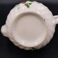 Strawberry Floral Leaves Ceramic Teapot with Ribbed Swirled Lid 6.5" Vtg Kitchen