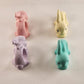 4 Bunny Pottery Napkin Rings Easter Decorations Pastel Pink Purple Yellow Blue