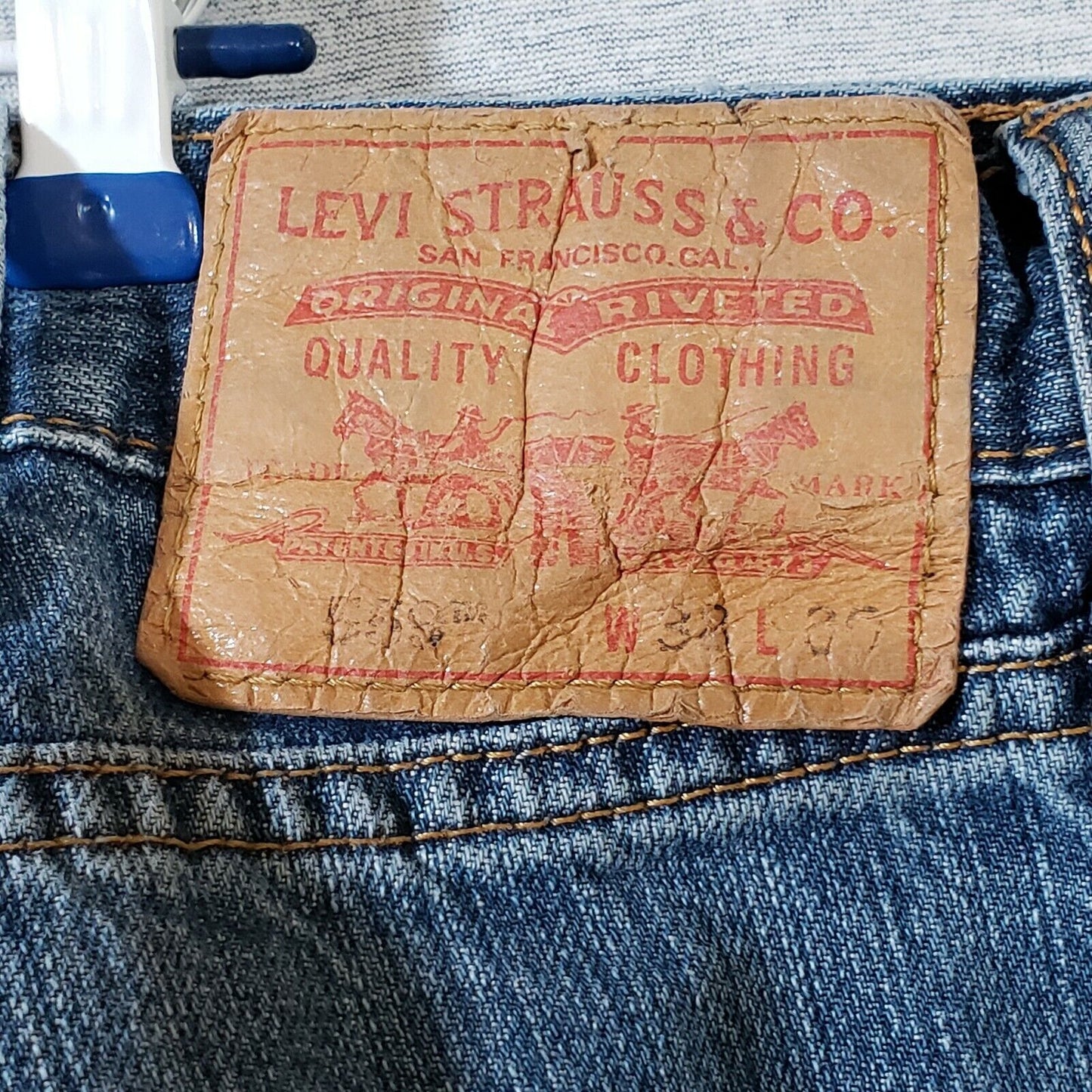 Levi's 559 Relaxed Straight Blue Jeans Mens 38x30 Broken In Denim