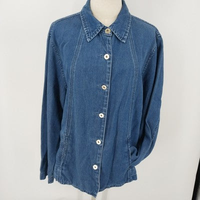 Coldwater Creek Denim Jacket XL Tencel Cotton Lightweight Long Sleeve China