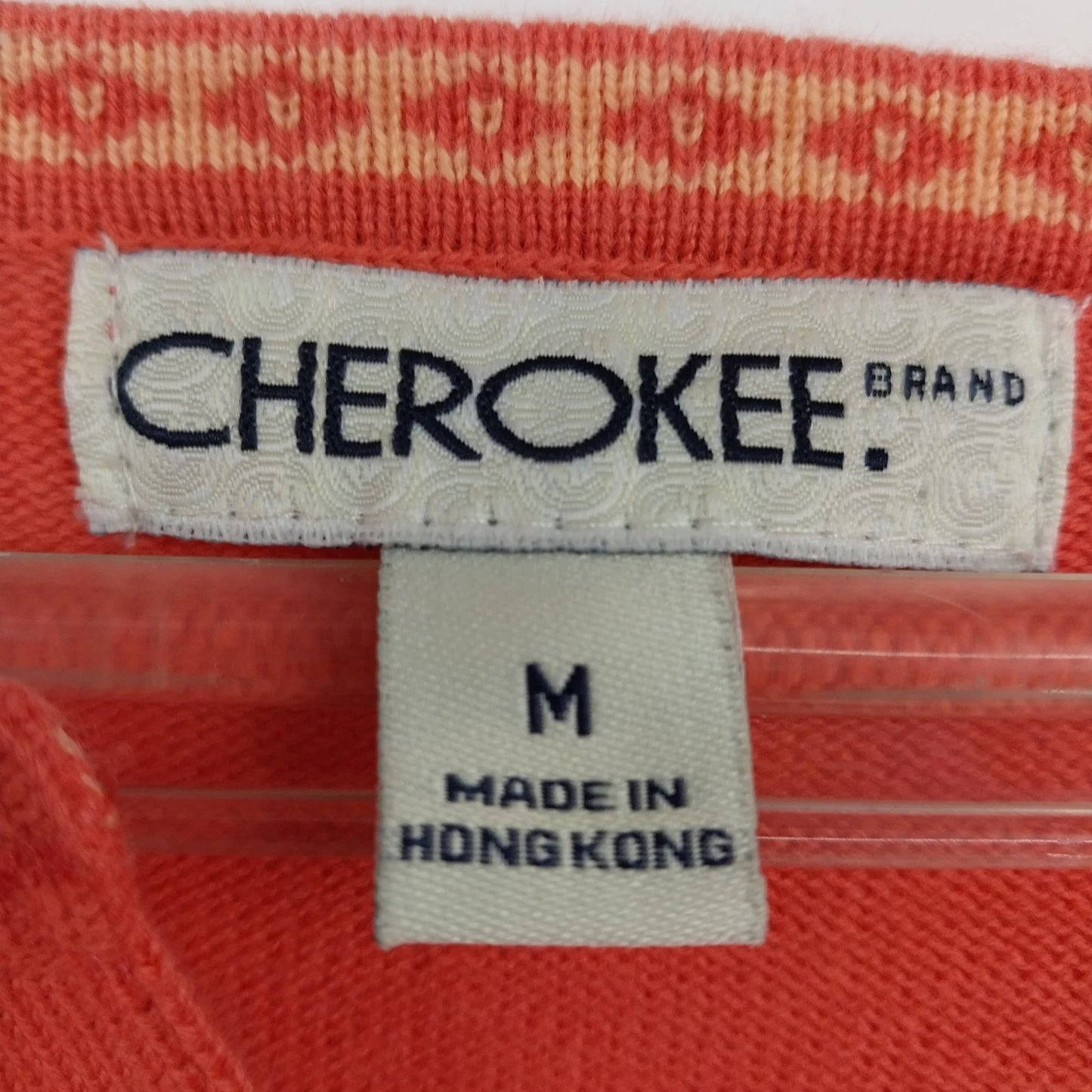Cherokee Orange Cardigan Sweater Button Front Lightweight Knit Women Medium