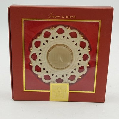 Candle Holder Lenox Holidays Snow Light Shimmer Votive Tealight Snowflake 4” NIB
