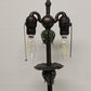 Victorian Bell Shape Fringed Table Lamp Poppy Plant Shape Body 2 Bulbs 30" Tall
