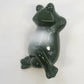 Green Frog Figurine Reclining Lounging Pose White Belly 4" Glossy Ceramic Decor