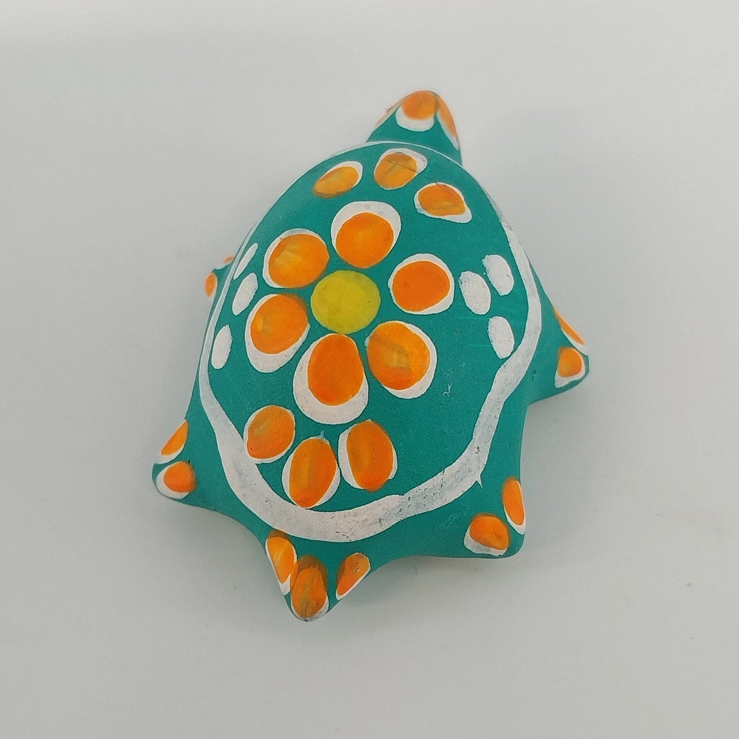 Mexican Folk Art Hand Painted Terracotta Clay Turtle Decor Figurines 4 Pc Vtg