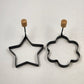 6 Pancake Egg Ring Molds Cookie Cutters Star Heart Round Flower Wood Handles