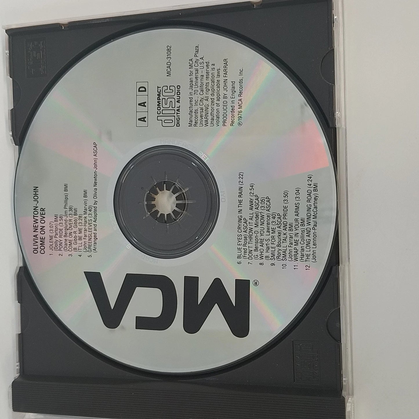 Olivia Newton-John Come On Over CD 1976 MCA Records Country Pop Soft Rock AAD