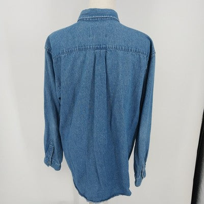 Cambridge Dry Goods Women’s Denim Shirt Size Large Long Sleeve Button Up Blue